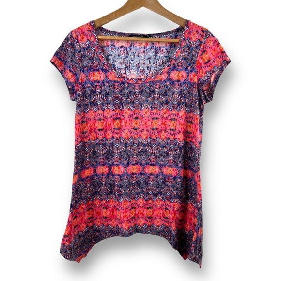 Max Jeans multi-color print scoop neck top size M - Picture 1 of 9
